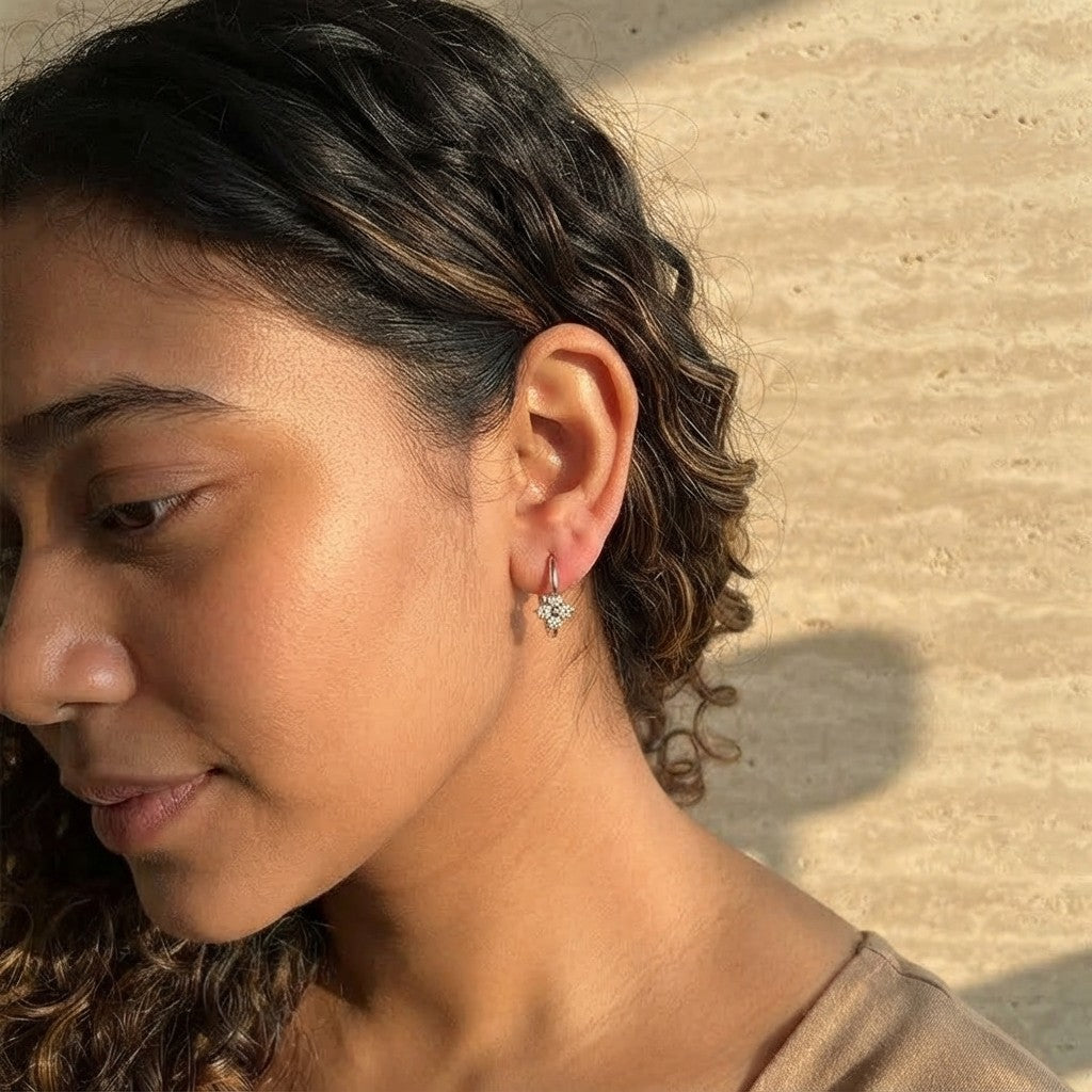 Four-Leaf Clover Hoop Earrings