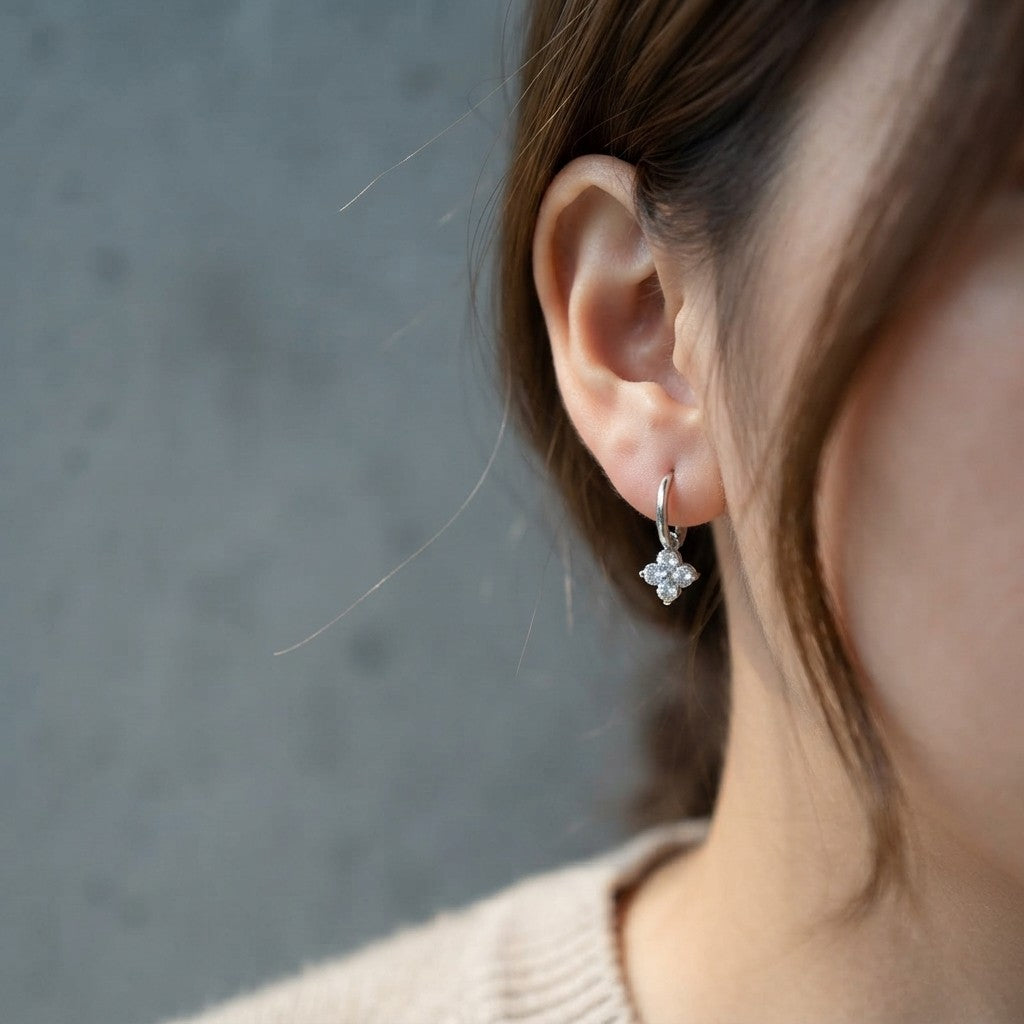Four-Leaf Clover Hoop Earrings